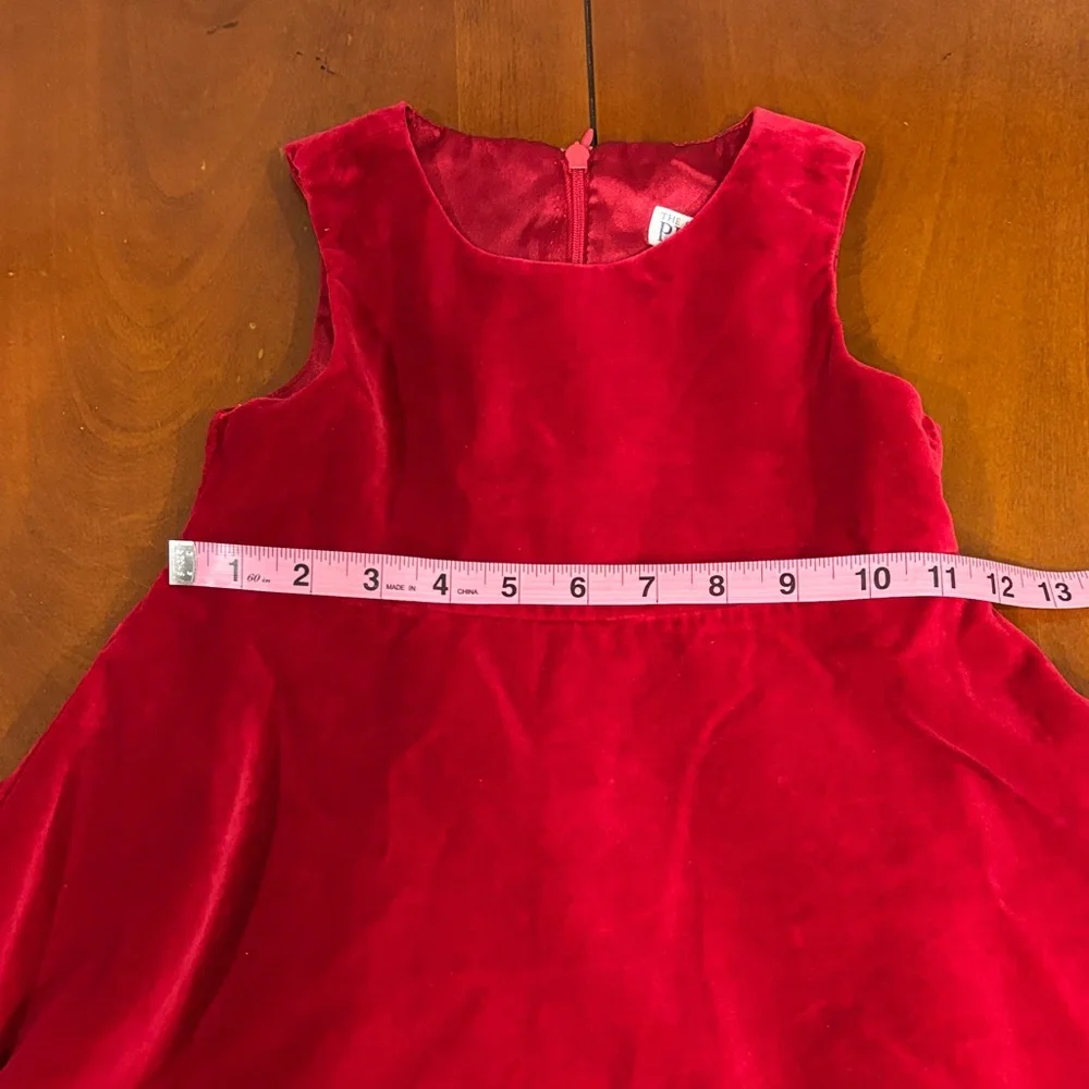 The Children's Place Red Floral Velvet Cotton Girls Dress‎ - Picture 8 of 9